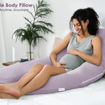 QUEEN ROSE Cooling Pregnancy Pillows, U Shaped Full Body Maternity Pillow for Pregnant Support, Purple