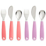 Munchkin® Splash™ Toddler Fork, Knife and Spoon Utensil Set, 6 Pack, Pink/Purple