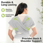 KeaBabies Baby Wrap Carrier - All in 1 Original Baby Carrier Newborn to Toddler Sling, Easy to Wear, Hands Free Bonding, Lightweight, Breathable Infant Wraps (Light Heather)