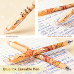 JUNJAKU 12 Pcs Capybara Pens, Cute Erasable Retractable Pen Erasable Gel Ink Cartoon 0.5mm Fine Point Blue Ink Pen Cartoon Writing Pen (12-pack capybara pens)