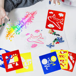YETOOME 24 Pieces Stencils for Kids, 5.9 x 5.5 Inches Chalk Drawing Stencils, Large Washable Vehicles Themed Primary Shape Template for Kids Toddlers Preschooler