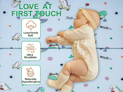 VUCWS 2025 Upgraded Pack and Play Mattress 38" x 26" Soft Firm Premium Foam Pack N Play Mattresses Odorless Breathable Comfort Baby Foam Portable Playpen Mattresses (Tri-fold Dinosaur)