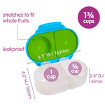 b.box Snack Box - Leakproof Mini Bento Box for Kids & Toddlers, 2 Compartment Snack Containers for Kids, Lunch Containers, Dishwasher Safe, BPA Free, PFAS Free, Ages 4m+, 1 3/4 Cup - Ocean Breeze