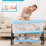 wayfong 3 in 1 Baby Bassinet, Bedside Crib with Breathable Mesh, Bassinet Bedside Sleeper with Wheels, Mosquito Net, Storage Basket, 6 Height Adjustable, Easy to Assemble
