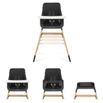 Dream On Me Nibble 2-in-1 Wooden Highchair | Convertible Baby Feeding Chair with Removable Tray, Adjustable Footrest, 5-Point Harness, Lightweight Modern Design for Infants & Toddlers