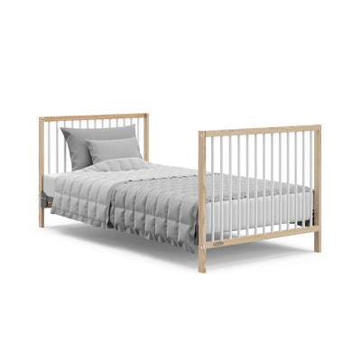 Graco Teddi 4-in-1 Convertible Mini Crib with Bonus Water-Resistant Mattress – GREENGUARD Gold Certified, 2.75-Inch Mattress Included, Small Spaces Crib, Easy 30-Minute Assembly (Natural and White)