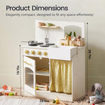 Tiny Land Toddler Kitchen Playset, Wooden Play Kitchen Set Toy with Cutting Food & Cookware, Oven, Clicking Knobs, Stove and Sink, Small Toy Kitchen Gift for 1-3 Year Old Kids, Girls & Boys - Cream