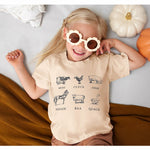 Toddler Baby Boys Girls Farm Shirt Cute Animals Graphic Short Sleeve T-Shirt Kids Funny Letter Print Summer Tee Tops(Apricot-1,4-5T(120))