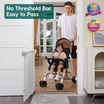Babelio 26-43" No Bottom Bar Baby Gate for Babies, Elders and Pets, 2-in-1 Hardware Mount Dog Gate for The House, Stairs and Doorways, with Large Walk Thru Door, White