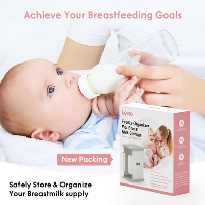 Breastmilk Freezer Organizer | Breastmilk Storage Container Storing System for Freezing Breastmilk | Use with Standard Milk Bags (White)