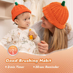 Papablic Toddler Sonic Electric Toothbrush for Ages 1-3 Years, Baby Electric Toothbrush with Cute Reindeer Cover and Smart LED Timer, 2 Brush Heads (Ruby)