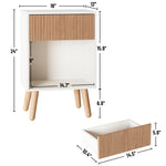 Fluted Nightstand, Modern Bedside Table with Storage Drawers and Open Wood Shelf, Night Stand with Solid Wood Legs, End Tables Side Tables for Living Room, Bedroom
