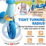 Kick Scooter for Kids 3-7 Age - LED Lighted 3 Wheel Toddler Scooter, 360° Steering, Adjustable Height Handlebar, Anti-Slip Deck, Stable Metal Design, Indoor Outdoor for 3-5, 5-7 Year Old Girls Boys