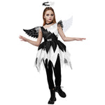 Spooktacular Creations Child Twisted Angel Costume, Girls Half Angel Half Devil Dress, Kids Outfit Set with Wings and Headband for Halloween Party Role Play, L
