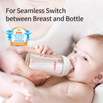Pigeon Glass Nursing Bottle Wide Neck, Anti-Colic, Streamlined Body, Natural Feel, Easy to Clean, Heat-Resistant, 8.1 Oz (Pack of 2), Includes 2pcs M Nipples (3m+)