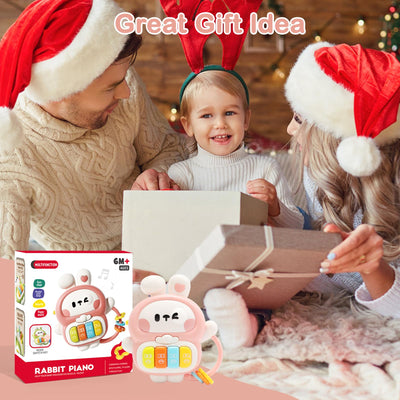 Baby Musical Toys 6-12 Months, Rabbit Piano for Baby Musical Toys for Toddlers 1-3, Busy Board with Music & Light, Birthday Toy for Infant Toddler 1 Year Old Boy Girl Gifts (Pink)