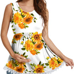 Xpenyo Womens Maternity Tank Top Sleeveless Lace Crochet Trim Peplum Cami Shirts Sunflower White 2XL