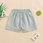 Kids Toddler Boys Girls Gingham Shorts Elastic Waist Plaid Loose Baggy Boxer Casual Summer Beach Bottoms (Green, 9-12 Months)