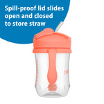 Dr. Brown's Milestones Baby's First Straw Cup, Training Cup with Weighted Straw, 9 oz/270 mL, BPA-free, 6m+, Coral, 1-Pack