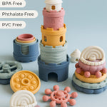 Hippypotamus Stacking Cups - Silicone Baby Stacking Toys - Montessori Soft Nesting Cups for Babies - Castle