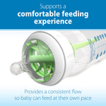 Dr. Brown’s Natural Flow® Level 2 Wide-Neck Baby Bottle Silicone Nipple, Medium Flow, 3m+, 100% Silicone Bottle Nipple, 6 Pack