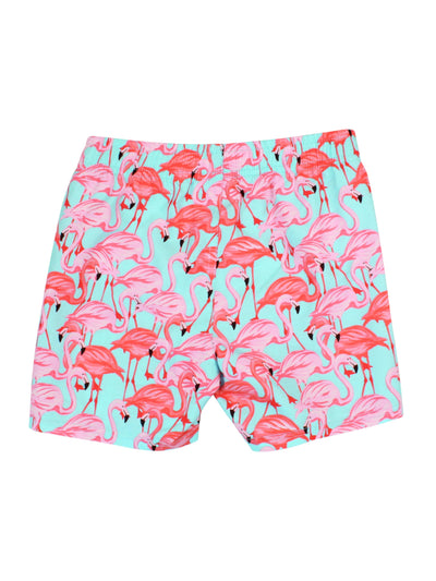 RUGGEDBUTTS Boys UPF50+ Sun Protection Animal Swim Trunks - Fab Flamingo, 3T