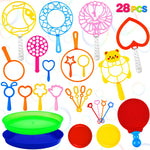 SZCECHRE 28 Pcs Big Bubble Wand Bulk Set for Summer Outdoor Games Activities Party Favors Birthday Supplies, Big Bubble Maker with Tray