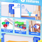 JOYOOSS Easel for Kids Art Easel Kids Easels for Toddlers,Wooden Kid Easel with Paper Roll - Adjustable Magnetic Double Sided Kids Dry Erase Board, Birthday Gifts for 1-12 Year Old Girls or Boys Blue