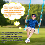 Wooden Swing-Skateboard Swing for Kids,3-in-1 Standing Swing, Exercise Balance and Body Coordination，Tree Swing for Outdoor (Blue Rope)