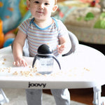 Joovy Spoon Baby Walker & Activity Center Featuring Three Adjustable Heights, Extra-Large Tray, and 30 lb Weight Capacity - JPMA Safety Certified, Charcoal