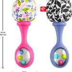 Fisher-Price Newborn Toys Rattle ‘n Rock Maracas, 2 Soft Musical Instruments for Developmental Play Babies Ages 3+ Months, Pink & Purple