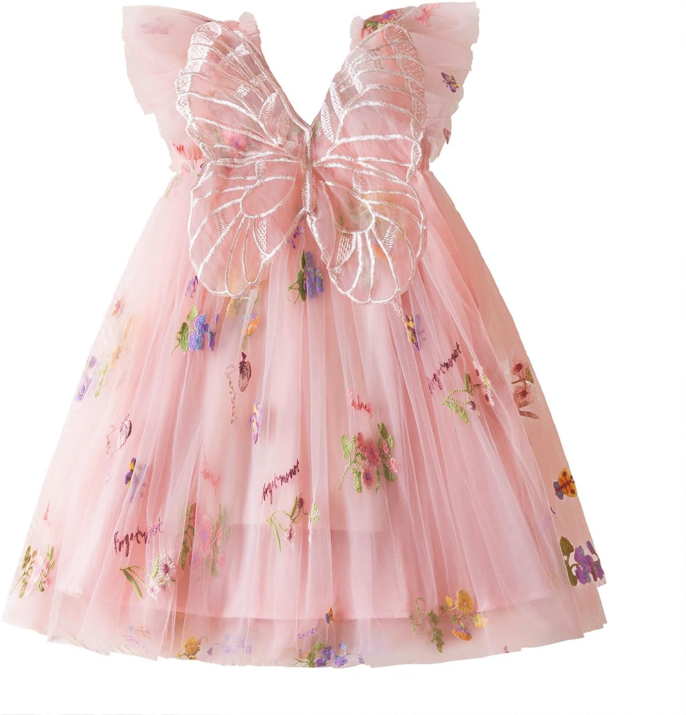 NNJXD Baby Girl Tulle Dress Casual Flower Embroidery Toddler Dresses