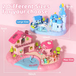 Magnetic Doll House Playset for 2-4 Girls Gifts, Princess Dollhouse with Music, Light, 4 Toy Figures, Girl Toys for 3-5 Years Old, Christmas Birthday Gifts for Kids Age 3 4 5 6 Years Old Girls