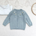 Simplee kids Baby Girls Knit Cardigan Hand Embroidery Pompoms Sweater Long Sleeve Coat for Winter Fall