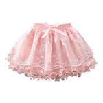Girls Summer Half Skirt Embroidered Pattern Bow Multi Layer Pommel Skirt Casual Outing for 1 to 7 (Pink, 18-24 Months)