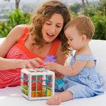 Aprilwolf Montessori Toys for 1 Year Old, Cube & 6 Sensory Shape Blocks, Baby Toys 12-18 Months, Developmental Infant Birthday Gifts for Learning Toddler Age 1 2 3