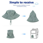 Durio Baby Bucket Sun Hat Toddler Sun Hats Summer Beach Hat UPF 50+ Sun Protection Bucket Hats for Kids Infant Baby Boy Girl Gifts Seaweed Blue Dinosaur 12-24 Months