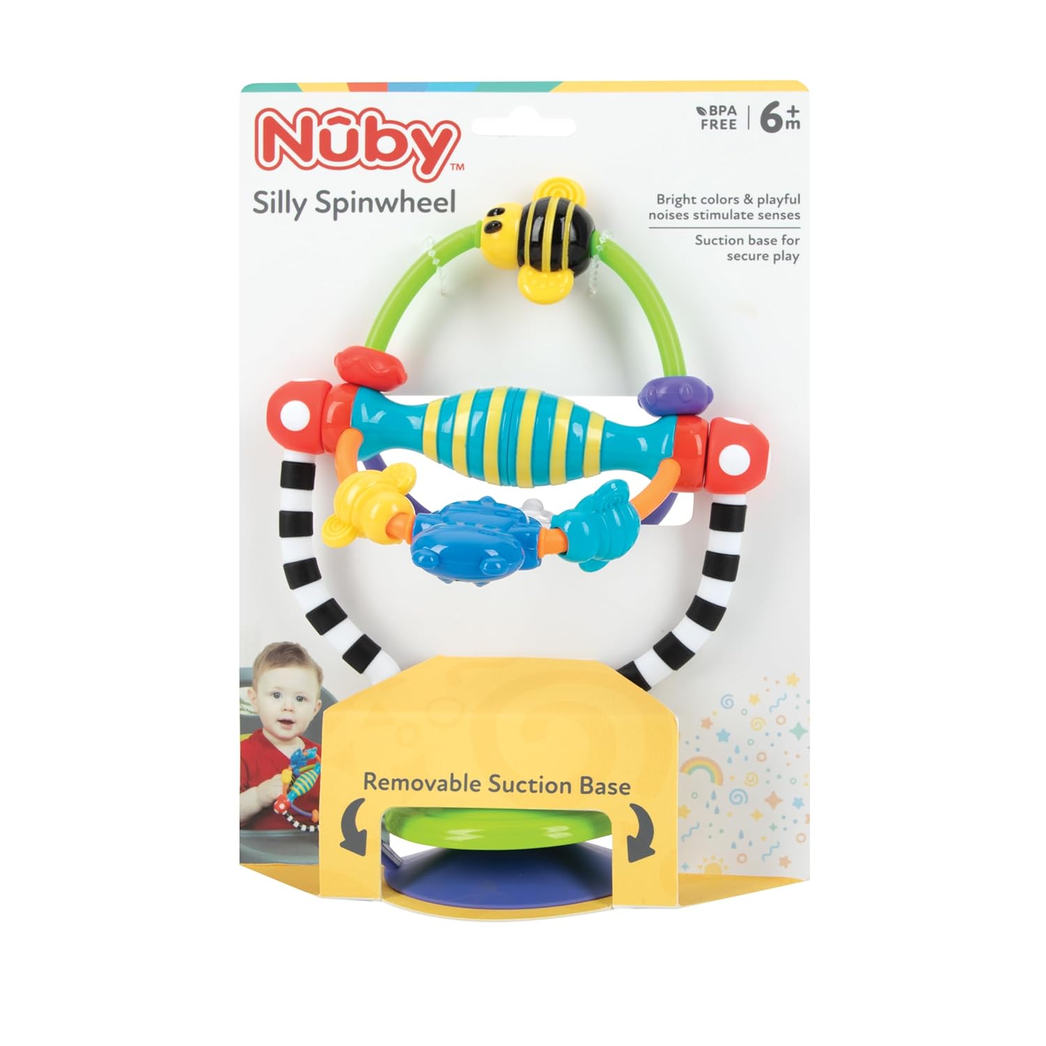 Nuby Silly Spinwheel Toy with Suction Base - Interactive High Chair Toy for Babies and Toddlers - 6+ Months