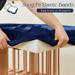 KKJIAF 1 Pcs Navy Blue Baby Crib, Fitted Crib Sheet Sheets for Boys Girls - 28x52x8 Inches Viscose Derived from Bamboo, Breathable & Soft