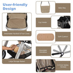 BABY JOY Baby Stroller, 2-in-1 Convertible Bassinet Reclining Stroller, Foldable Pram Carriage with 5-Point Harness, Including Cup Holder, Foot Cover, Diaper Bag, Aluminum Structure, Khaki