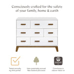 Babyletto Scoot 6-Drawer Dresser in White and Natural Walnut, Greenguard Gold Certified