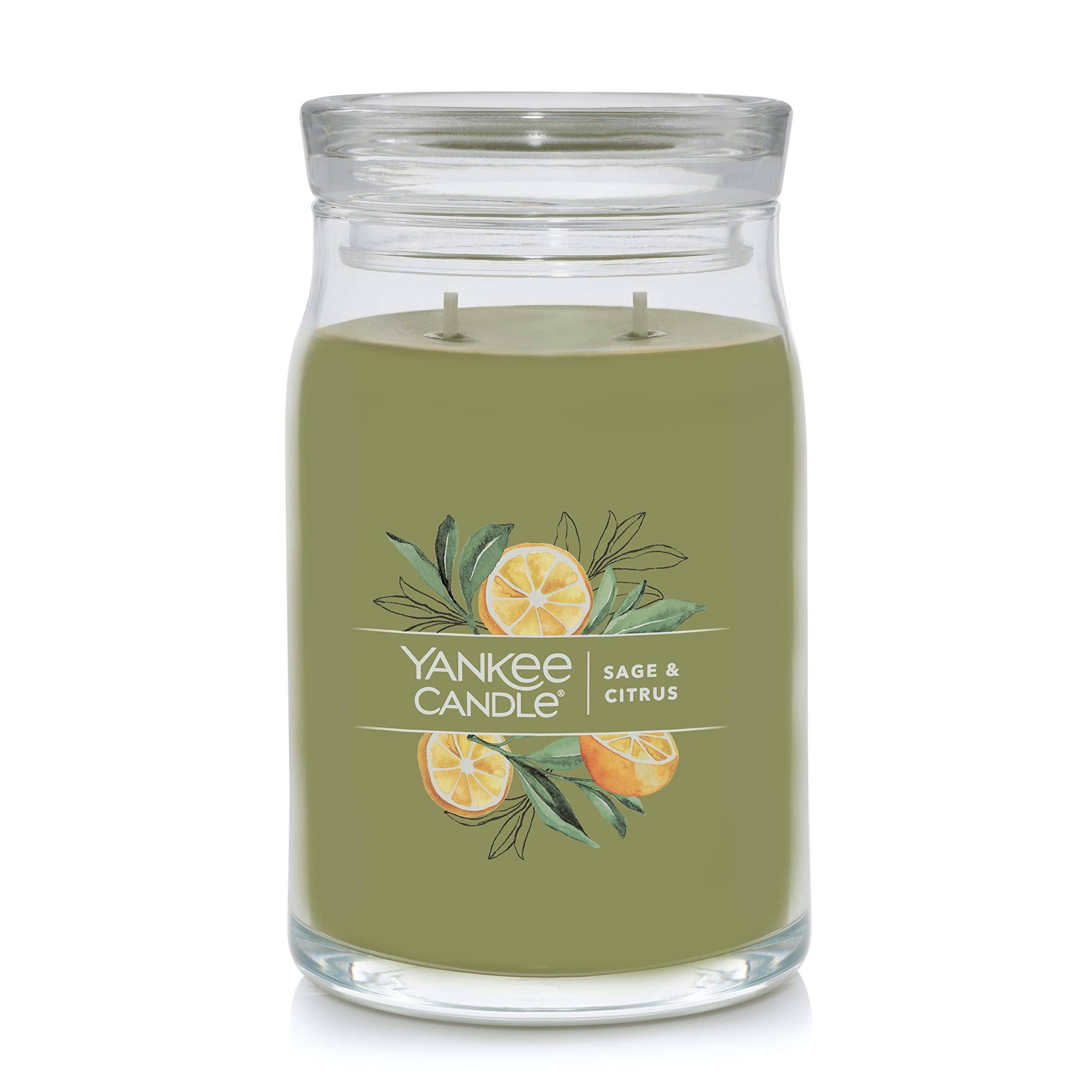 Yankee Candle Sage & Citrus Scented, Classic 22oz Large Jar Single Wick Candle, Over 110 Hours of Burn Time, Ideal for Home Decor and Gifts