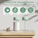 IVARONAL 4 Pack 10oz Wide-mouth Breastmilk Storage Bottle for Momcozy 22oz Portable Breast Milk Cooler, Pumping Storage Containers Compatible with Spectra S1/S2/9 Plus/SG/Motif Luna (4PC/Green Lids)