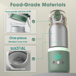 Portable Bottle Warmer for Travel — Novel Straw Lid, 80W Fast Heating, Dual Heating Modes for Breasmilk & Formula, 5 Temp Settings + Keep Warm, 12 Ounces Bottle Warmer On-The-Go Meet All-Day Needs