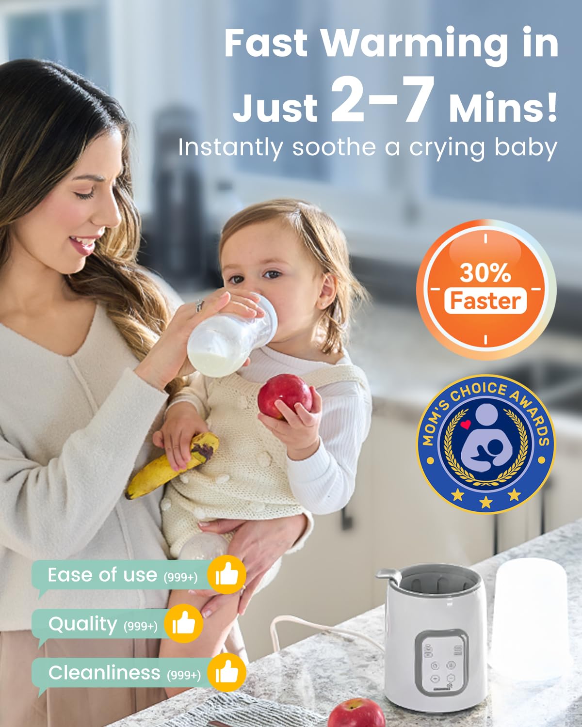 Bottle Warmer, Grownsy 8-in-1 Fast Baby Bottle Warmer - Bottle Warmers ...