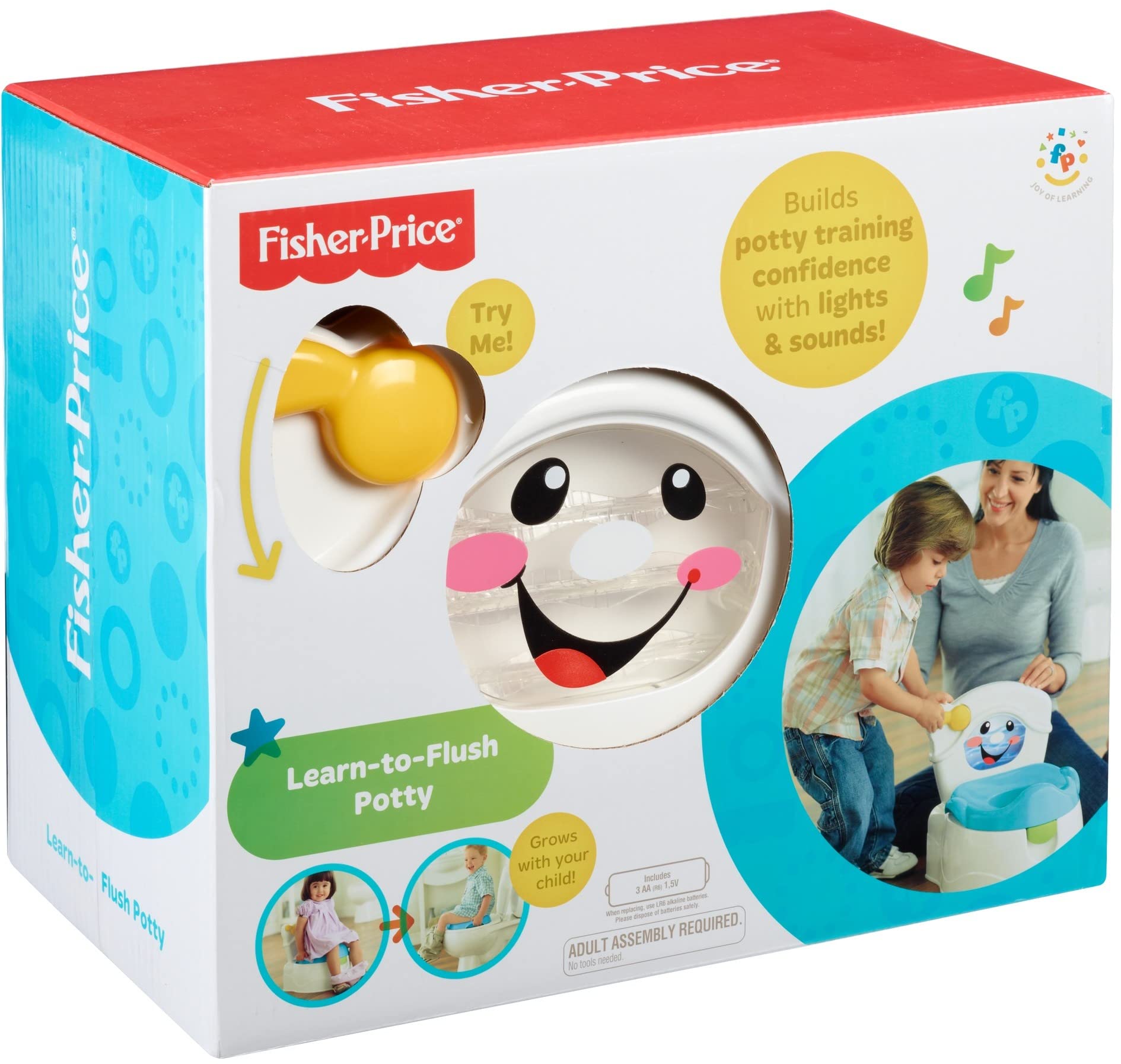 Fisher-Price Toddler Toilet Learn-to-Flush Potty Training Seat with Lights Sounds Phrases and Removable Potty Ring
