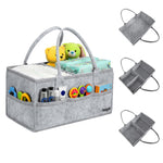 Feagar Baby Diaper Caddy Organizer, 15 Inch Large with 8 Pockets & 2 Dividers, Portable Nursery Storage Basket & Car Organizer for Changing Table, Travel (Grey)