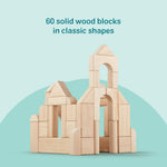 Melissa & Doug Standard Unit Solid-Wood Building Blocks With Wooden Storage Tray (60 pcs)