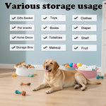 Gift Basket with Gift Bag and Ribbons,Small Rope Woven Shelf Storage,Baskets for Gifts Empty,Birthday,Shower,Decorative Organizer Box for Cat Dog Pet with Handles(White)