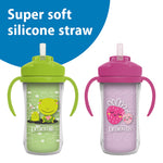 Dr. Brown's Milestones Insulated Sippy Cup with Straw and Handles, Spill-Proof Tumbler with Lid, 2-Pack, Green & Purple, 10 oz/300 mL, BPA Free, 12m+